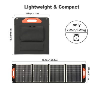 100wp 黒色折りたたむ太陽電池パネル 屋外でキャンプ中に太陽発電機を充電する