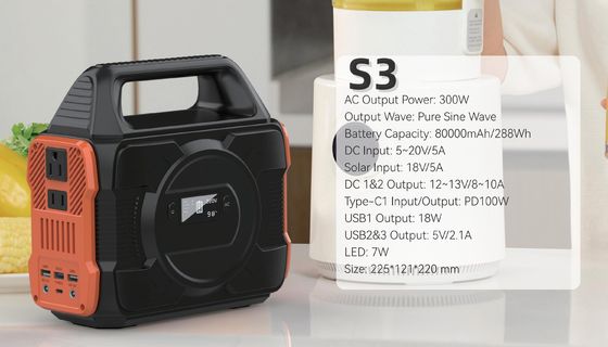 110/220V 300W/288wh シヌーブ波発電機 オーダーメイド色の屋外発電所