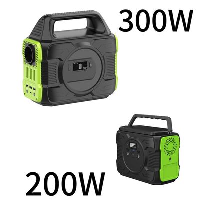 300W/200W AC/DC 備蓄電源 屋外キャンプ 7W LEDライト付き携帯電源