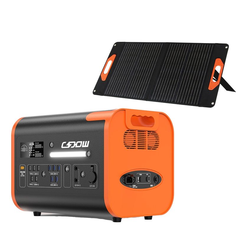 太陽光発電機 2200W 電源 純正弦波インバーター付き 携帯電源
