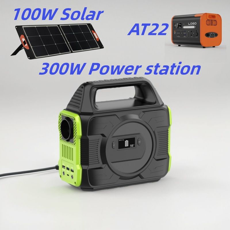 300W AC DC ダブルUSBタイプC 充電 携帯モバイル発電所 太陽光発電機