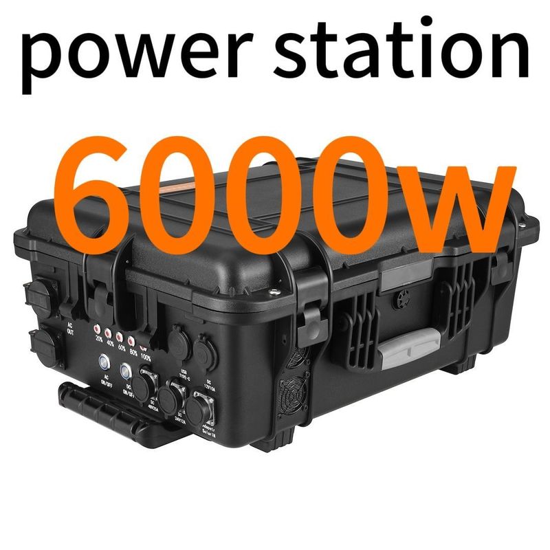黒色 6kw 発電所 アブス合金 屋外 ポータブル 電源 屋外 冒険