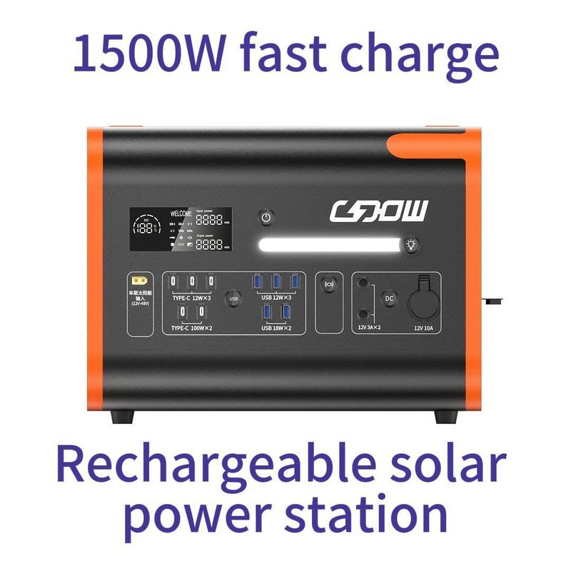 持ち運び可能な再充電可能な太陽光発電所 2200W 屋外用 LiFePO4 バッテリー発電機