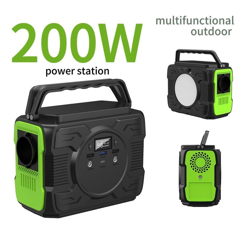 12V/3AタイプC 入力/出力 200W キャンプ用太陽光発電所 リチウム電池