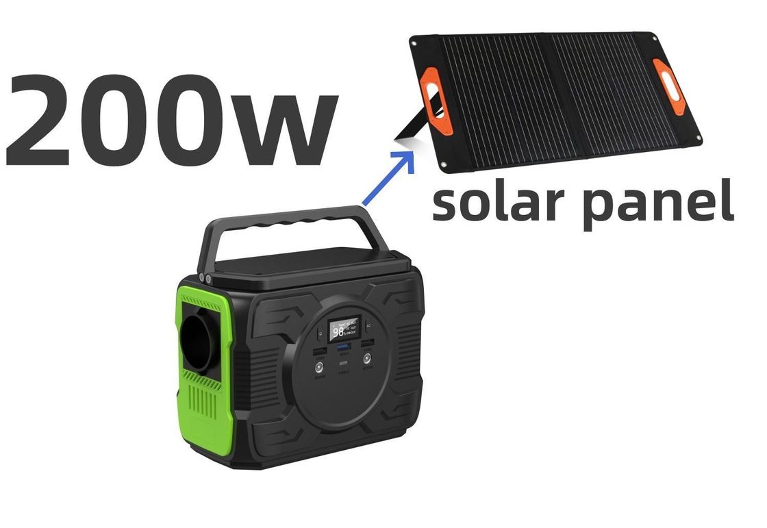 200W AC アウトプットソーラーパネル充電とLEDライトの屋外モバイル発電所