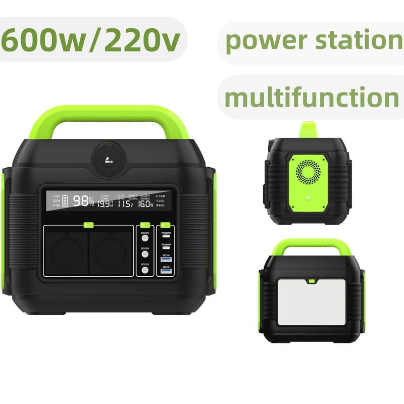 Un ACソケット 600W 再充電可能照明 携帯モバイル発電所 太陽光発電機