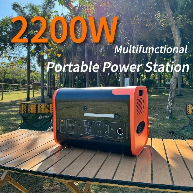 2200W 携帯発電所 DC AC 出力と 2000wh 屋外キャンプ用の太陽光出力