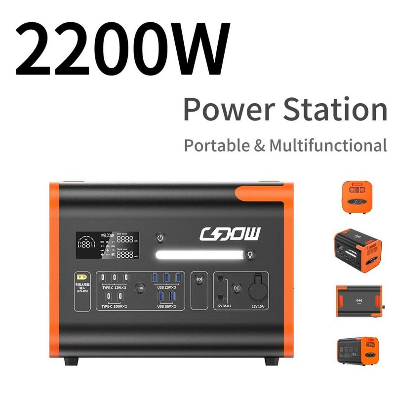 2200W/40ah 露天キャンプ 緊急 携帯 バックアップ バッテリー 発電所 長持ち