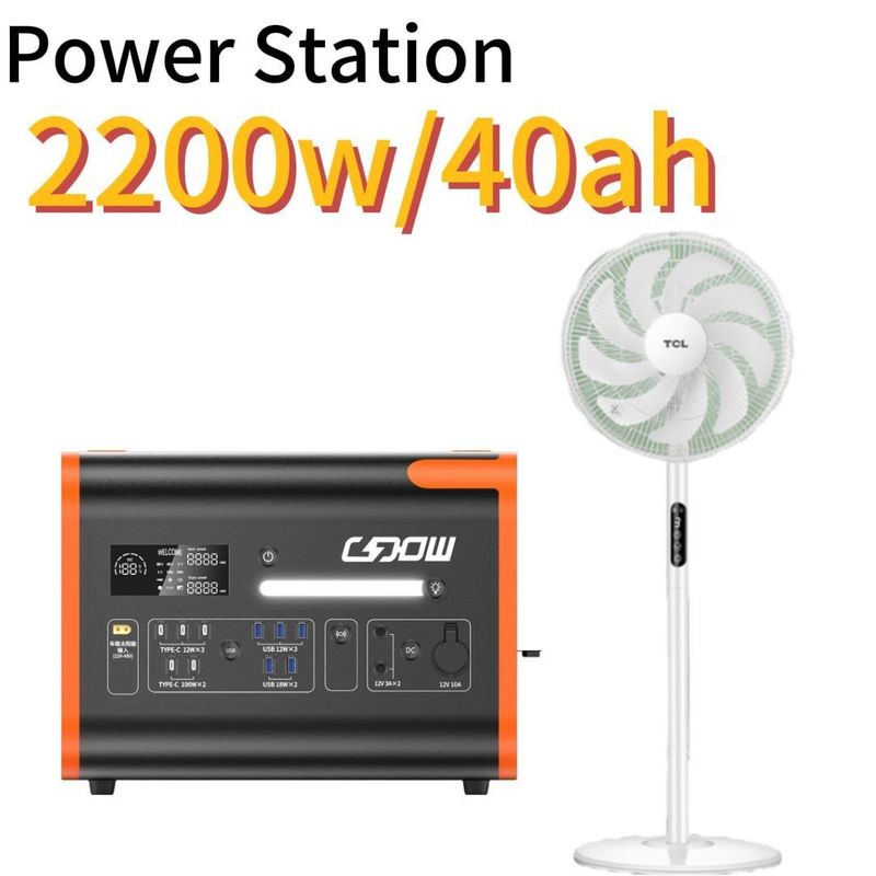2048wh 2200W 純正シヌス波インバータ付き 携帯太陽光発電所