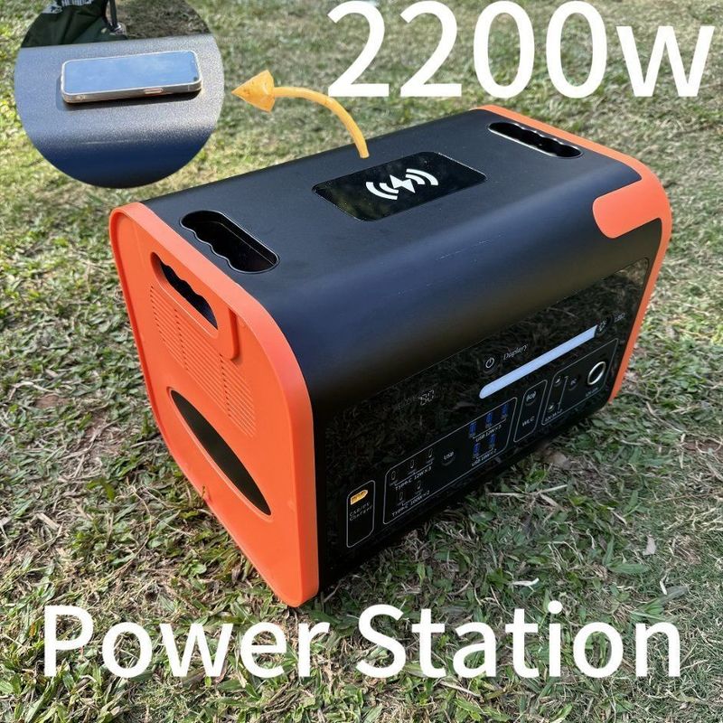 800W ソーラー充電 黒とオレンジ 露天キャンプ 携帯エネルギーハブ 2kw 発電所