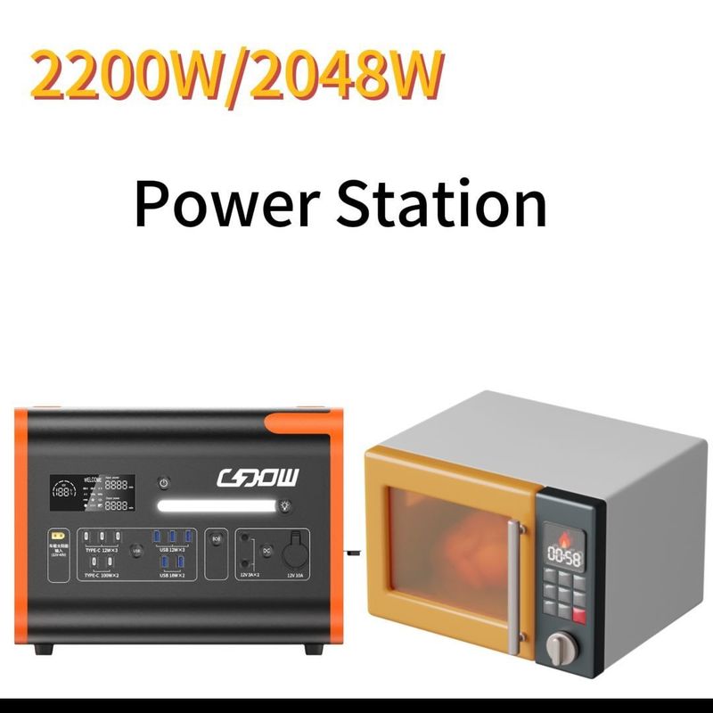 携帯電源 1500W/2200W/3000W ブラックオレンジのAC出力ソケット付きUPS