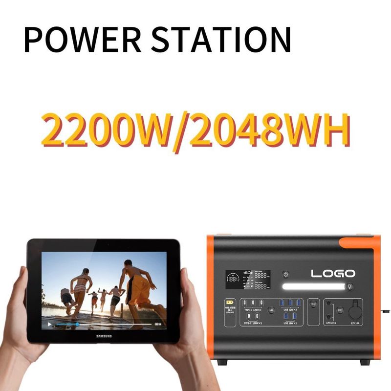 大容量 2400W 太陽電池 充電 すべての互換デバイスのための屋外発電所