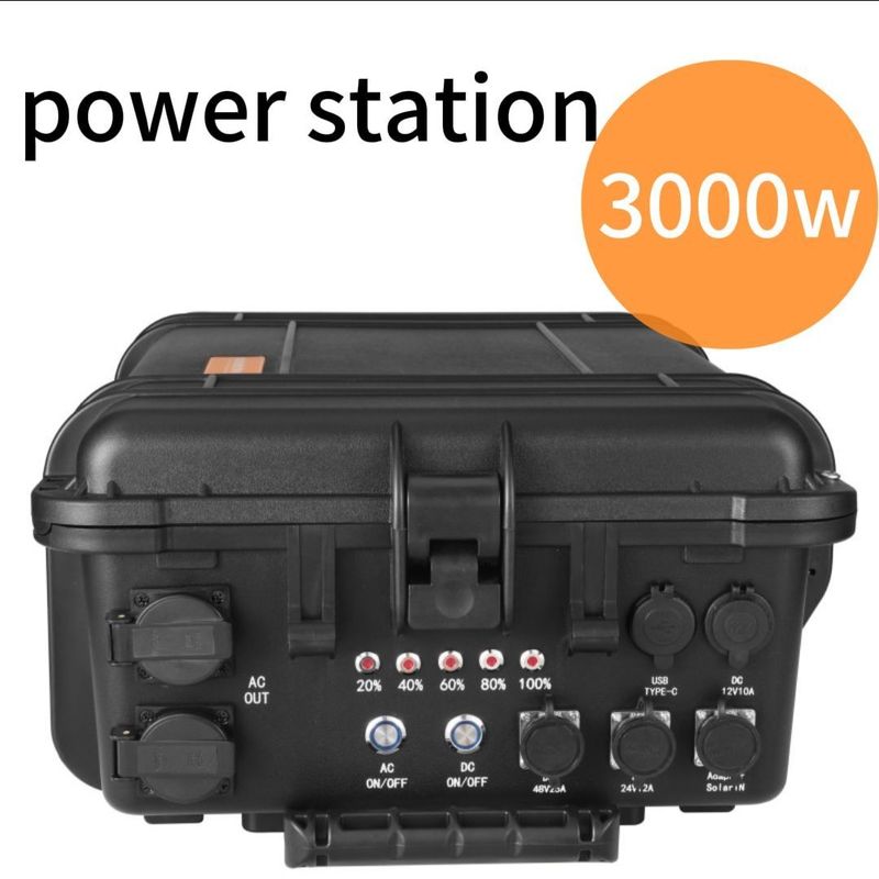 黒色 多機能 3000W 3000wh 携帯型太陽光発電所 屋外緊急用