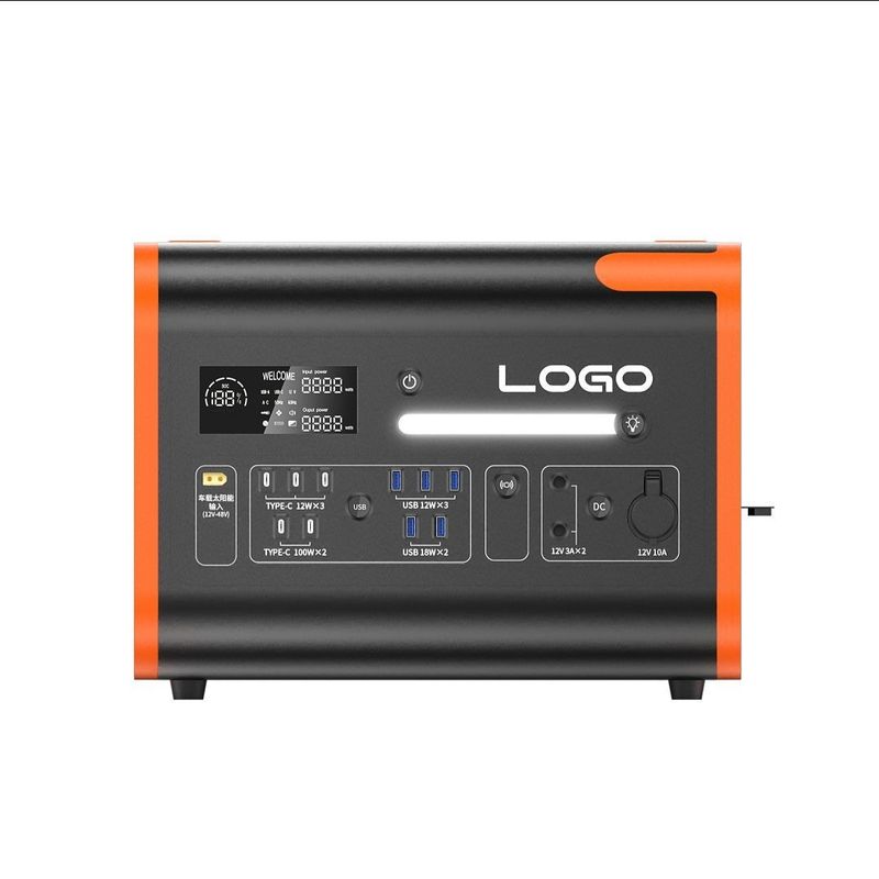 2400W ソーラー充電 携帯 ソーラーエネルギー 蓄電池 発電所 オレンジ 黒